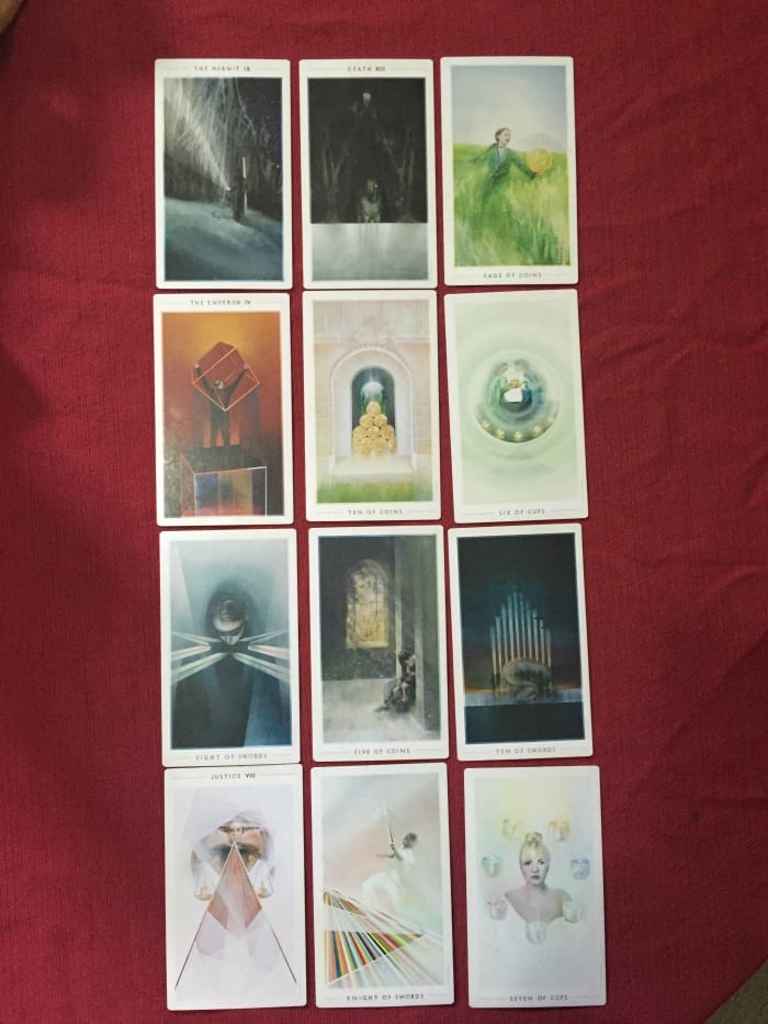 Test driving Tarot Element's Grow Model Tarot Spread with extra cards.