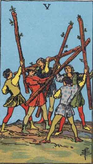 Tarot Card Meanings - Five of Wands